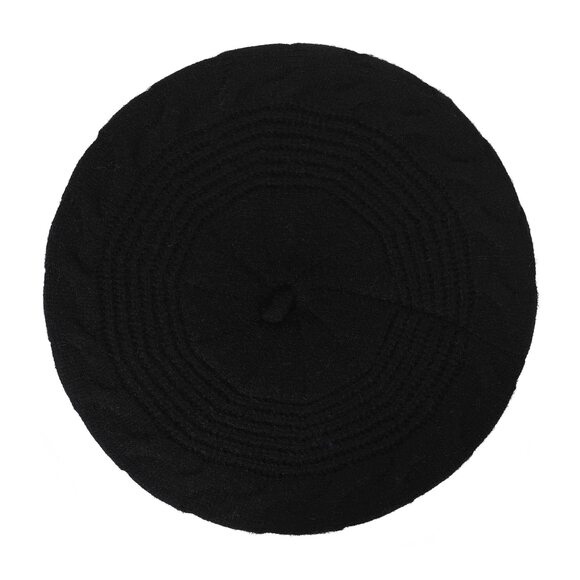 7469 French Beret Hat, Reversible Solid Color Cashmere Knit Warm Cap main image 6